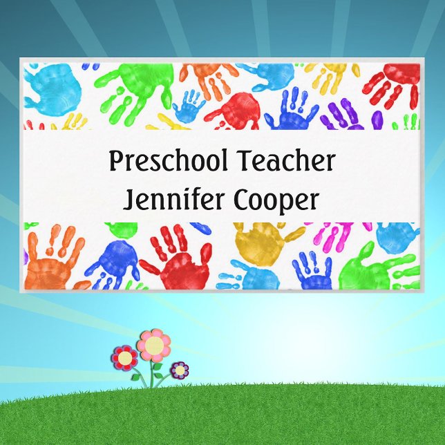 Personalise Daycare Preschool Teacher Colourful Business Card (Creator Uploaded)