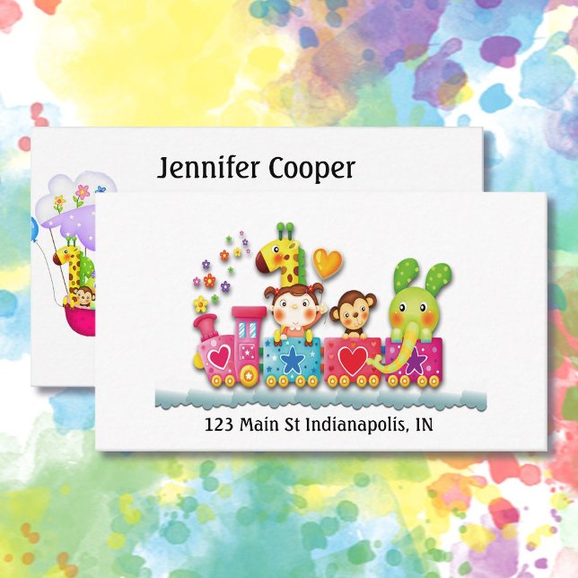 Personalise Daycare Preschool Teacher Cute Train Business Card (Creator Uploaded)