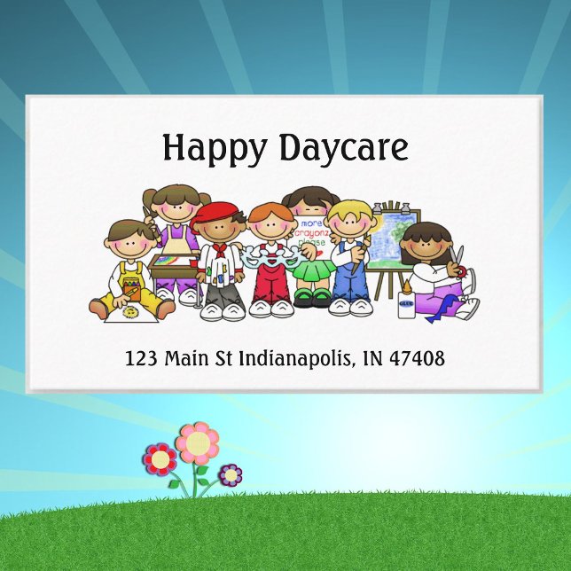 Personalise Daycare Preschool Teacher Happy Kids Business Card (Creator Uploaded)