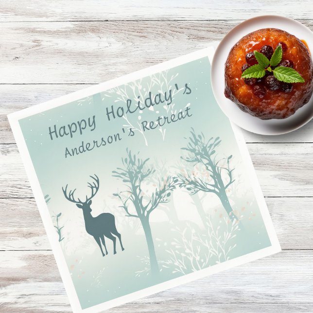 Personalise - Deer and Tree Pattern Napkin (Creator Uploaded)