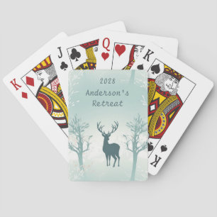 Personalise Deer and Tree Pattern Playing Cards