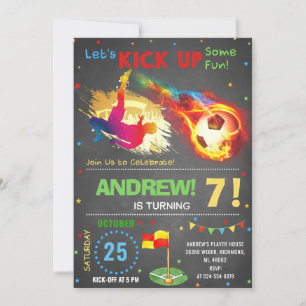 Personalise Digital Soccer Birthday Party Invitation