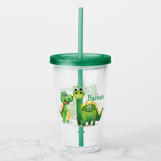Personalise Dino Acrylic Tumbler (Front)