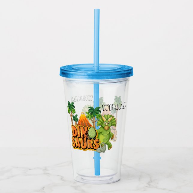 Personalise Dinosaur  Acrylic Tumbler (Front)