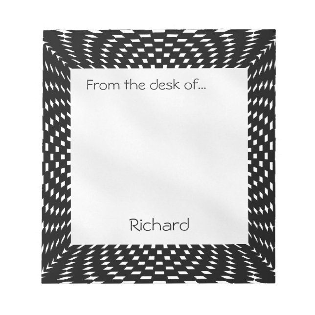 Personalise - Distorted Black and White Checks Notepad (Front)