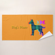 Personalise DOG Logo Rainbow Orange Plaid Doggie