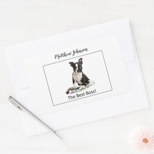 Personalise Dog Newspaper Boss’s Day, Humour Rectangular Sticker
