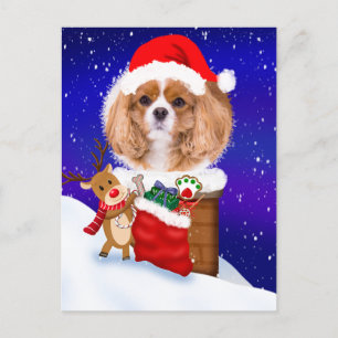 Personalise Dog Santa Rooftop Reindeer With Gifts Postcard