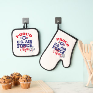 Personalise Dog Tag U.S. Air Force Mum Oven Mitt & Pot Holder Set