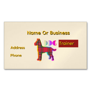 Personalise Dog Trainer Beige   Magnetic Business Card
