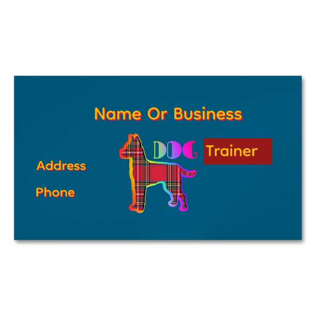 Personalise Dog Trainer  Magnetic Business Card (Front)