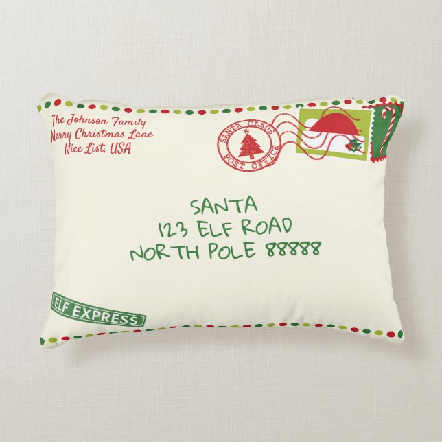 Personalise Dots Santa Letter Christmas Decorative Cushion (Front)