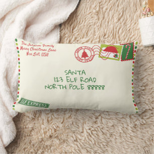 Personalise Dots Santa Letter Christmas Lumbar Cushion