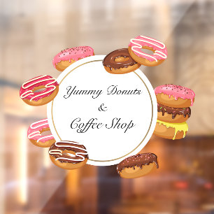 Personalise Doughnut Coffee Bakery Baked Goods Sho Window Cling