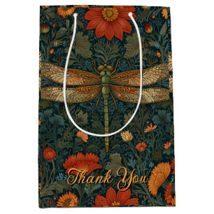 Personalise dragonfly orange floral boho chic medium gift bag