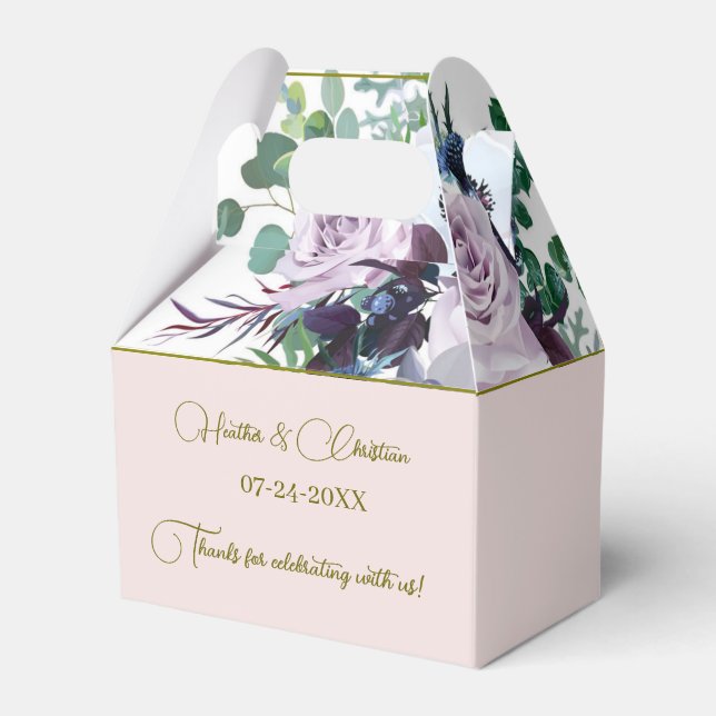 Personalise Dusty Violet Lavender Mauve Wedding  Favour Box (Front Side)