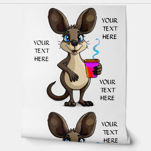 Personalise Edit Text Kangaroo Hot Coffee Decor Wallpaper
