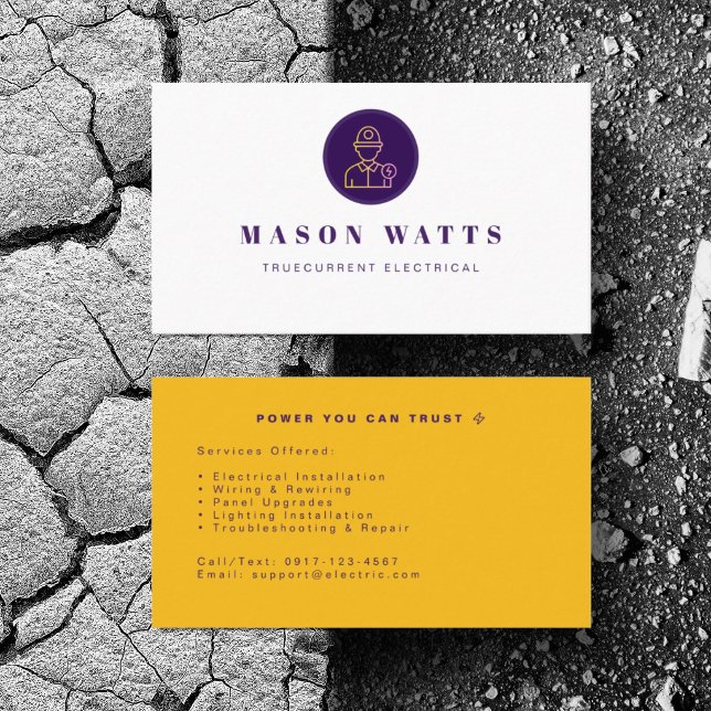 Personalise Electric Power Services Installation Business Card (Personalize with your business card details)