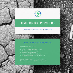 Personalise Electrician Powers Repair Service  Business Card