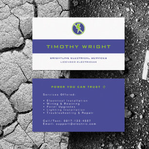 Personalise Electrician Powers Repair Services Business Card