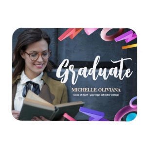 Personalise elegant fancy graduation announcement magnet