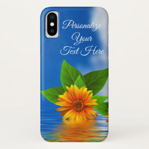 Personalise Elegant Flowers Drift on Ocean Water iPhone X Case