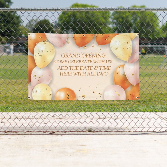 Personalise Elegant Grand Opening Balloons Foil  Banner (Insitu)