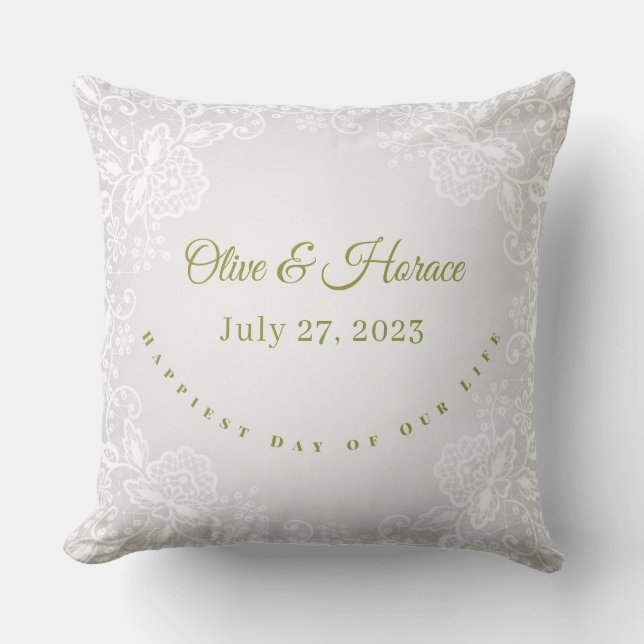 Personalise Elegant Keepsake Couples Wedding  Cushion (Front)