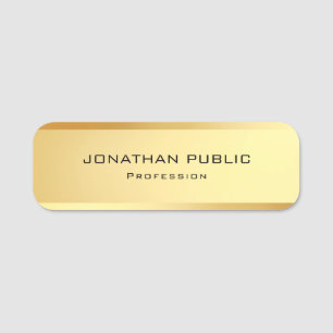 Personalise Elegant Simple Gold Look Template Name Tag