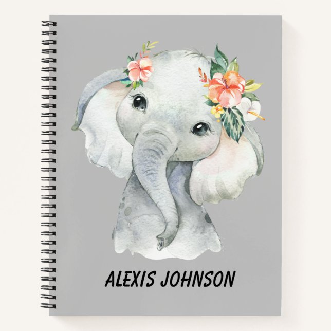 Personalise Elephant Sketch Notebook (Front)