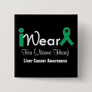 Personalise Emerald Green Ribbon Liver Cancer 15 Cm Square Badge