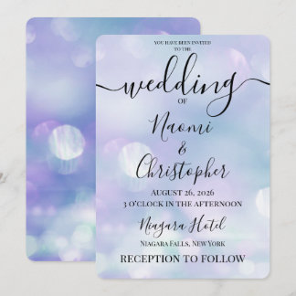 Personalise: Ethereal Pale Indigo Bokeh Wedding Invitation