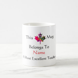 Personalise Excellent Teacher Universal Leaf Coffee Mug