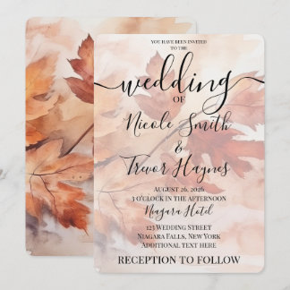 Personalise: Fall Watercolor Leafy Branch Wedding Invitation