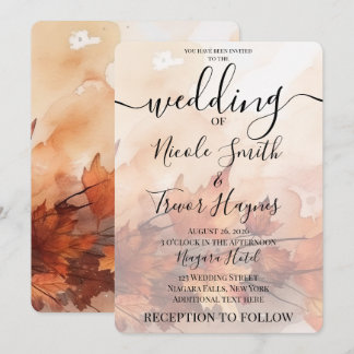 Personalise: Fall Watercolors Leaves Wedding Invitation