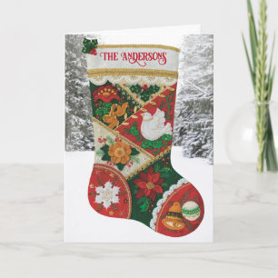 Personalise Family Name Christmas Stocking Card