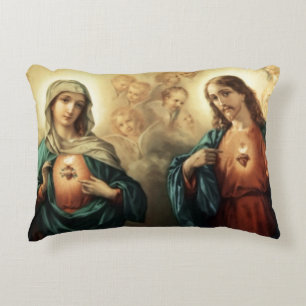 Personalise Family Pillow Sacred Immaculate Hearts
