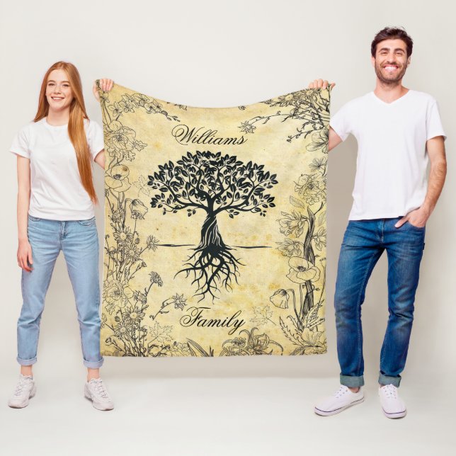 Personalise Family Tree Fleece Blanket (In Situ)