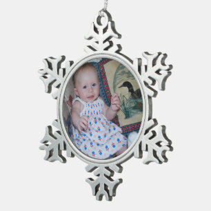 Personalise Family Your Photo Snowflake Pewter Christmas Ornament