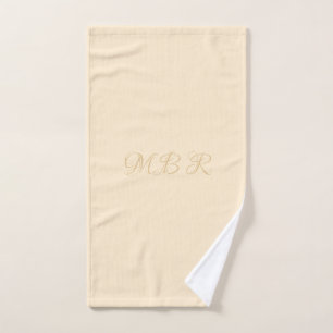 Personalise Fancy Gold Monogram, Cream Bath Towel Set