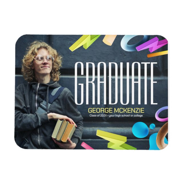 Personalise fancy graduation announcement magnet (Horizontal)