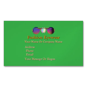Personalise Fashion Eyewear Green Magnetic Business Card