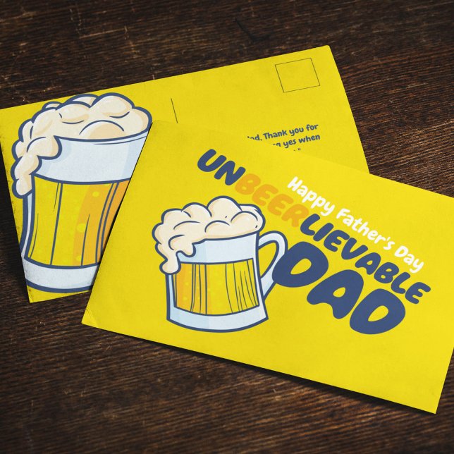 Personalise Father's Day | Unbeerlievable Dad Postcard (Creator Uploaded)