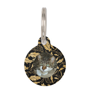 Personalise Faux Gold Leaf on Black Cat Pet Tag