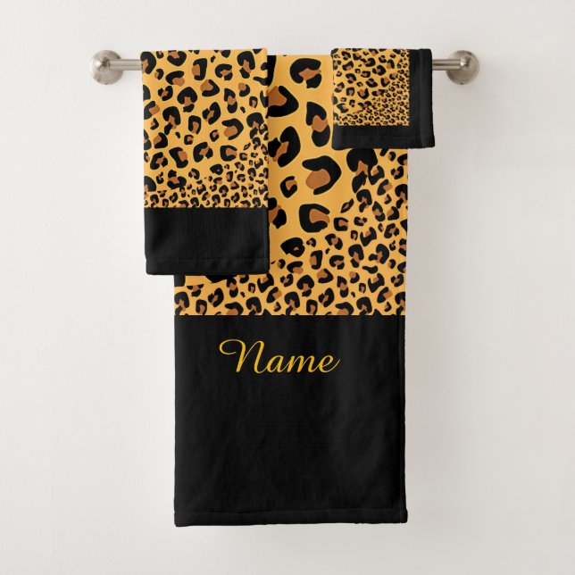 Personalise Faux Leopard Print Exotic  Bath Towel Set (Insitu)