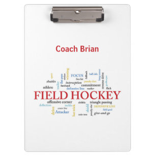Personalise, Field Hockey Coach Thank You in Words Clipboard