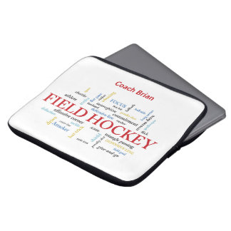 Personalise, Field Hockey Coach Thank You in Words Laptop Sleeve