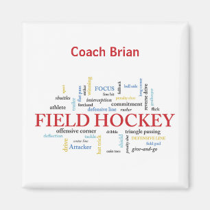 Personalise, Field Hockey Coach Thank You in Words Magnet