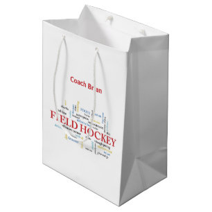 Personalise, Field Hockey Coach Thank You in Words Medium Gift Bag