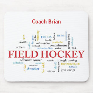 Personalise, Field Hockey Coach Thank You in Words Mouse Mat